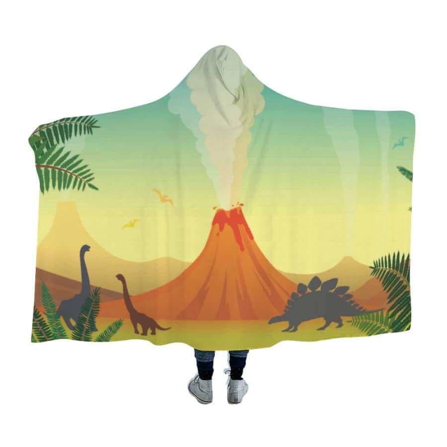 Dinosaur & Volcanoes Hooded Blanket