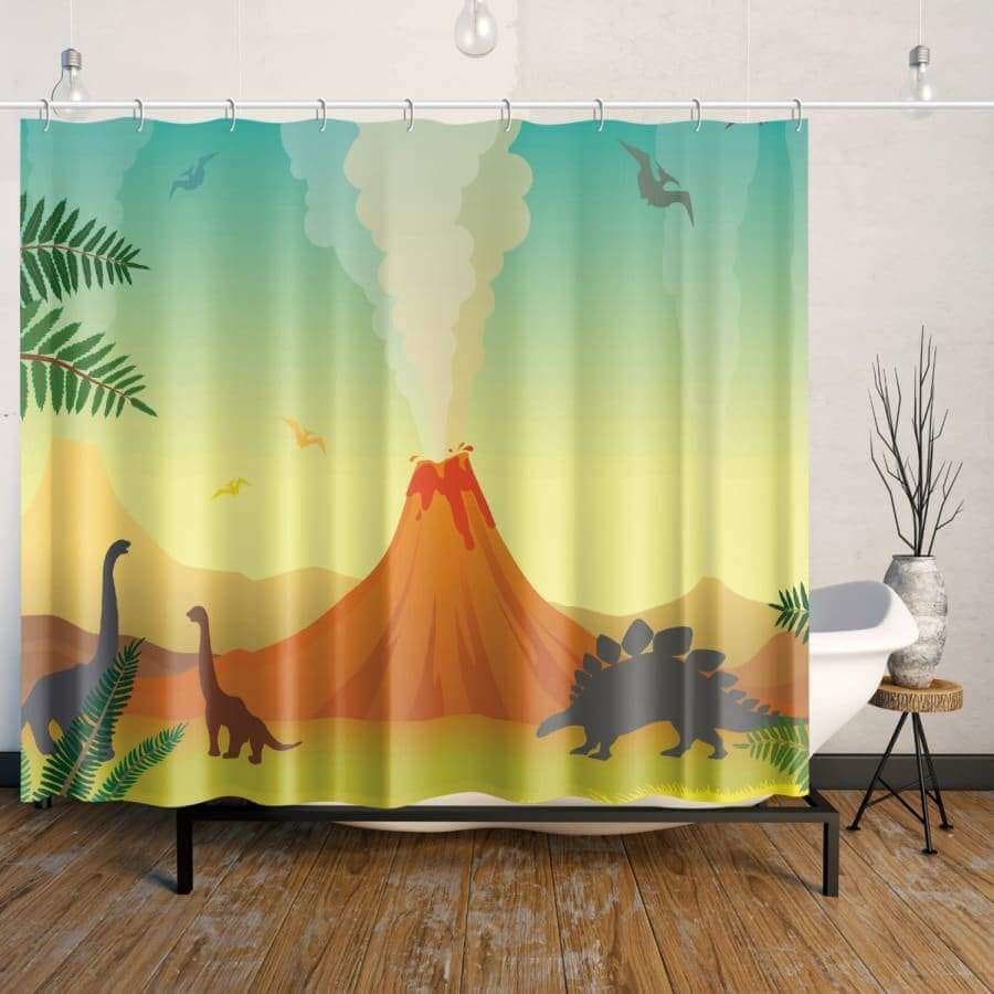 Dinosaurs & Volcanoes Shower Curtain - L (85x72in) - 