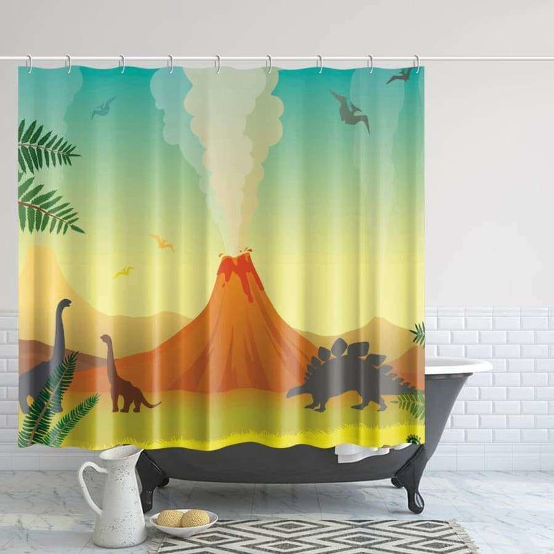 Dinosaurs & Volcanoes Shower Curtain - L (85x72in) - 