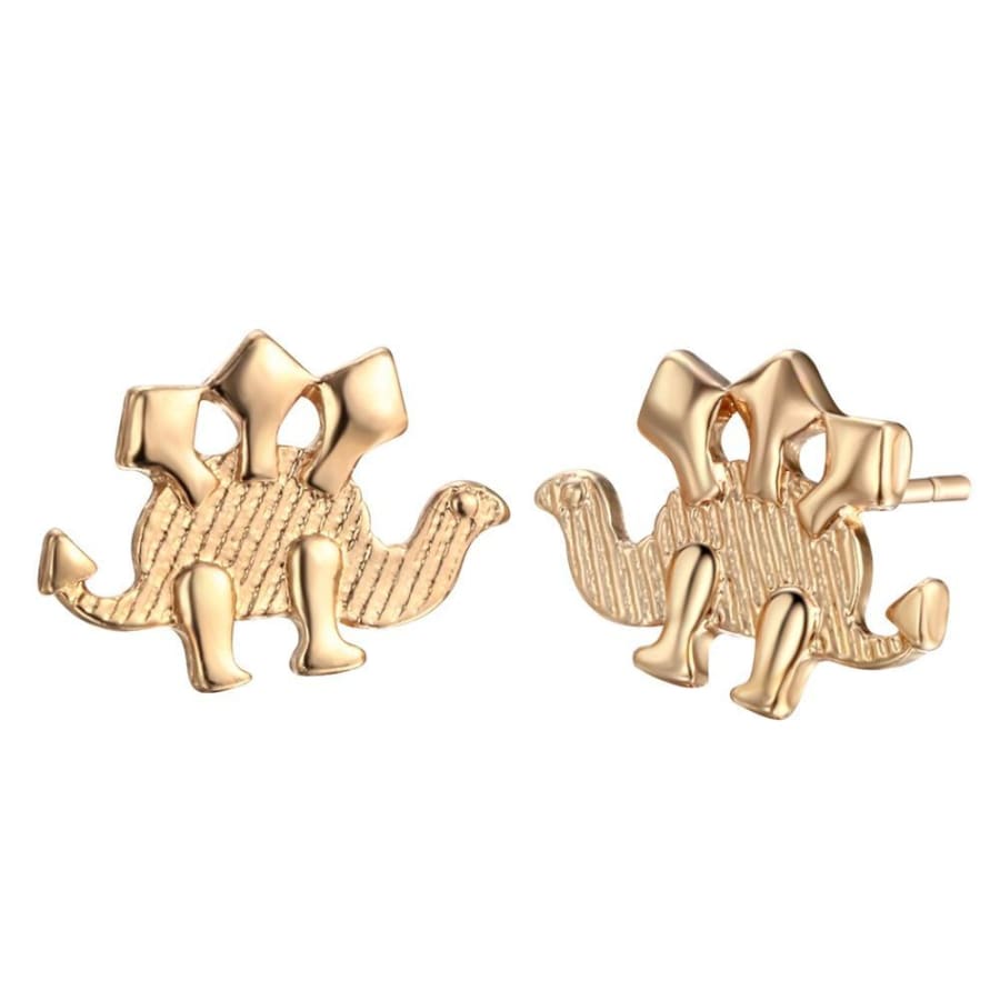 Stegosaurus Earrings Studs - Gold Color - 200000171