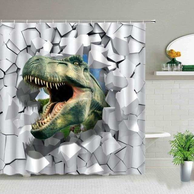 Escaping Dinosaur Shower Curtain