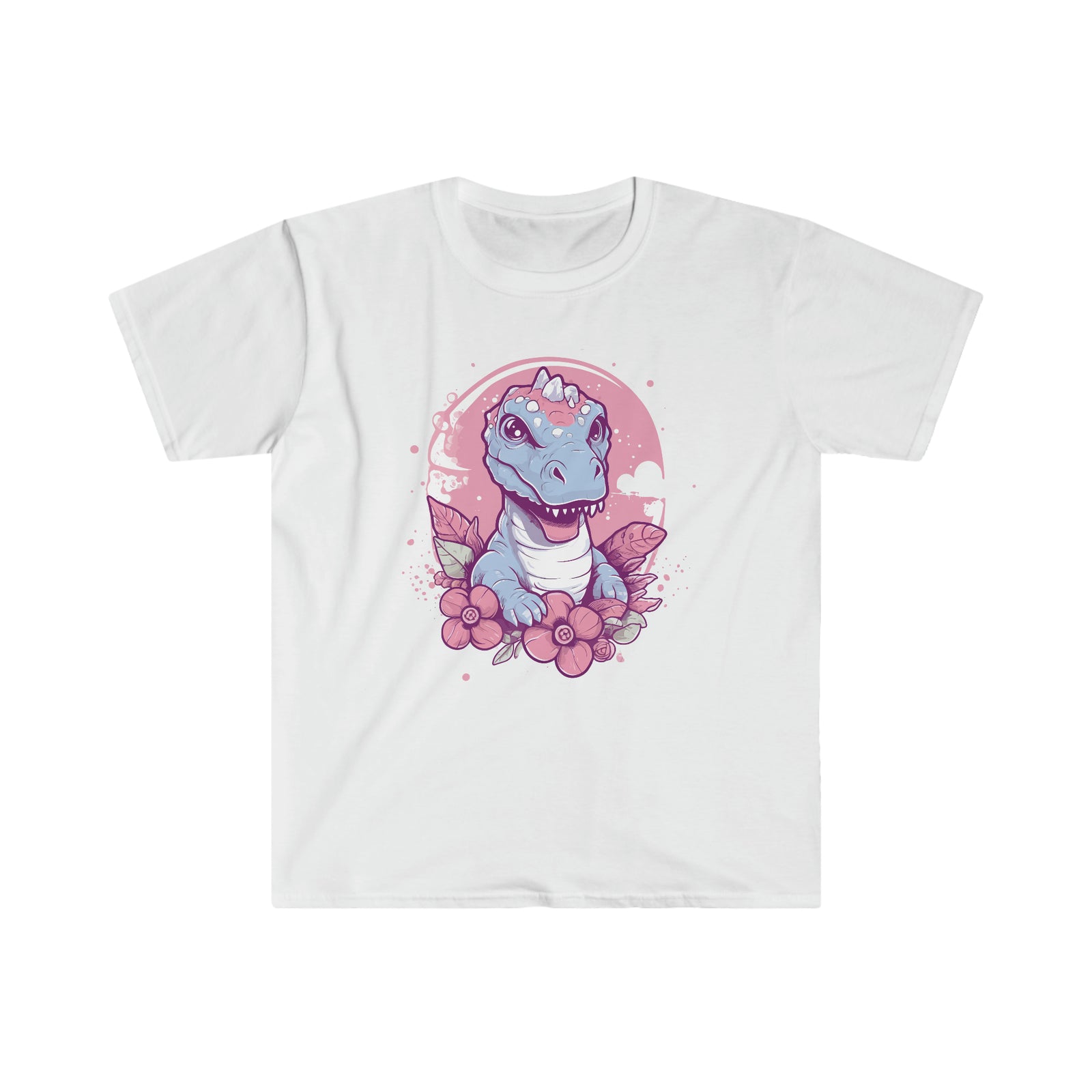 T-Rex Tenderness: Cute Dinosaur Floral Shirt