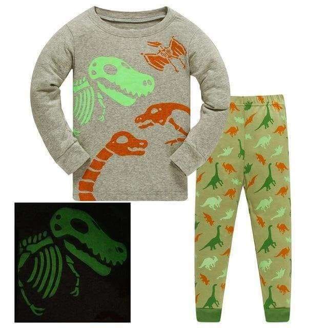 Fluorescent Long Sleeve Dinosaur Fossils Pajamas