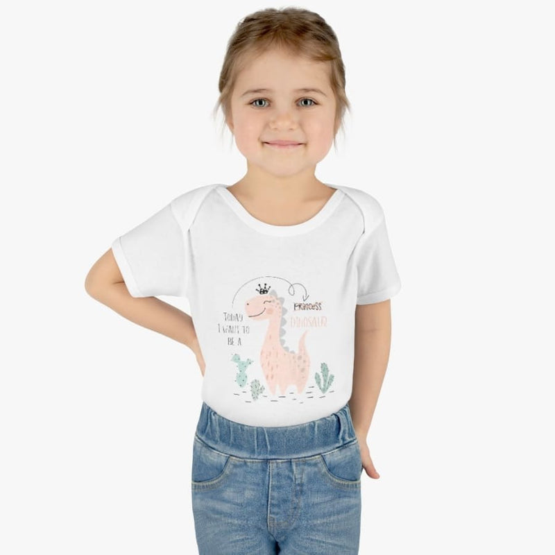 I Want To Be A Princess Dinosaur Onesie - 24M / White - Kids