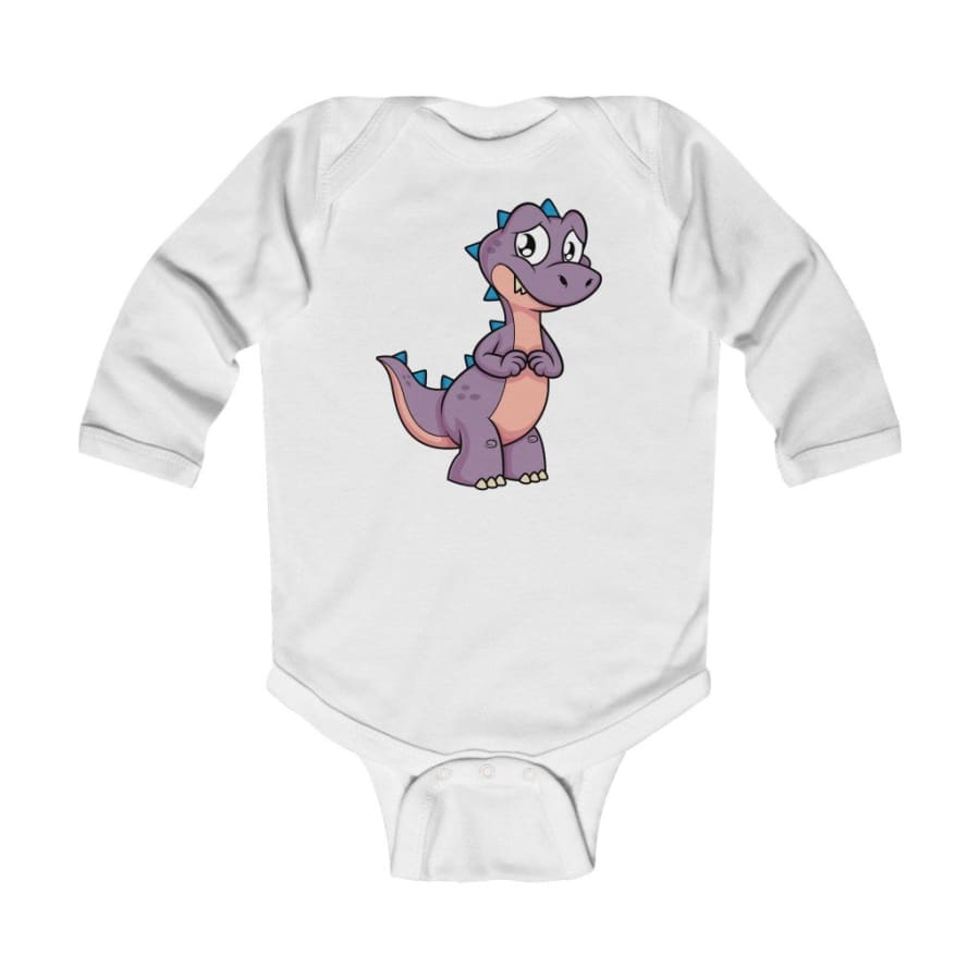 Infant Long Sleeve Bodysuit Baby Dinosaur - White / 12M - 