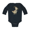 Infant Long Sleeve Bodysuit Baby Parasaurolophus - Black /
