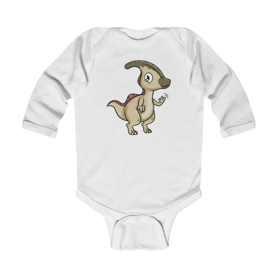 Infant Long Sleeve Bodysuit Baby Parasaurolophus - White / 
