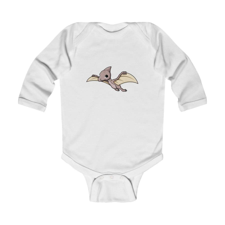 Infant Long Sleeve Bodysuit Baby Pterodactyl - White / 12M -