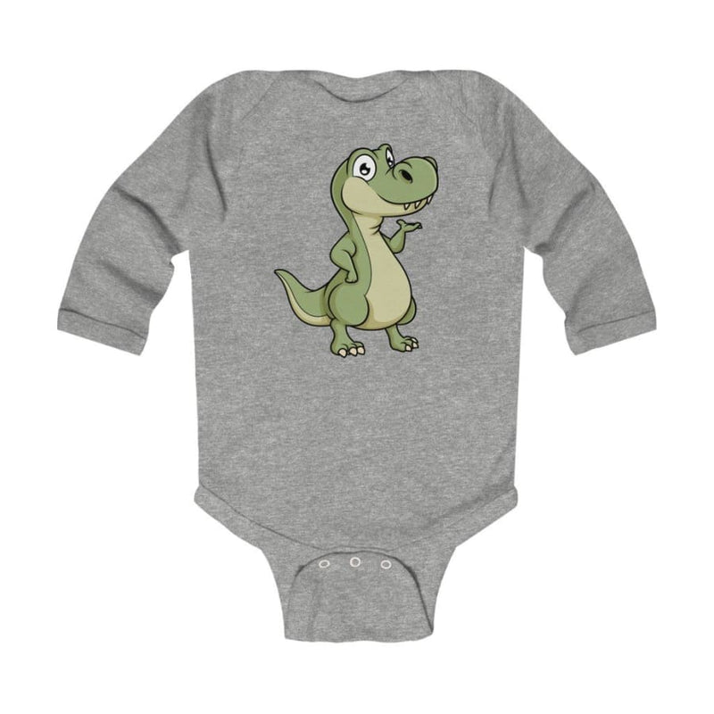 Infant Long Sleeve Bodysuit Baby T-Rex - White / 12M - Kids 