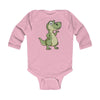 Infant Long Sleeve Bodysuit Baby T-Rex - Pink / NB - Kids