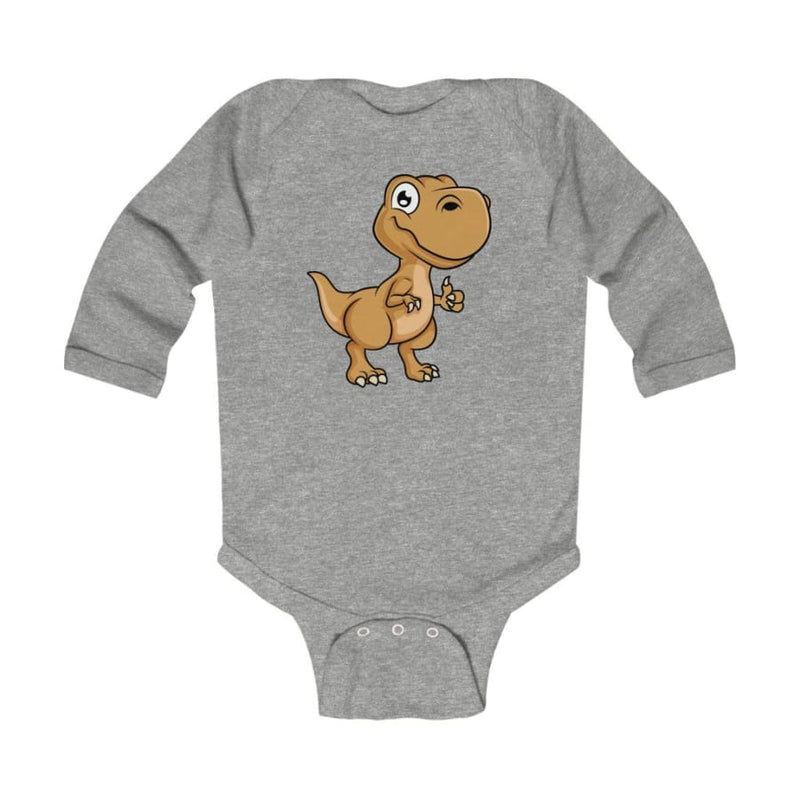 Infant Long Sleeve Bodysuit Baby Tyrannosaurus - White / 12M
