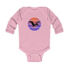 Infant Long Sleeve Bodysuit Pterodactyl Sunset - Pink / NB -