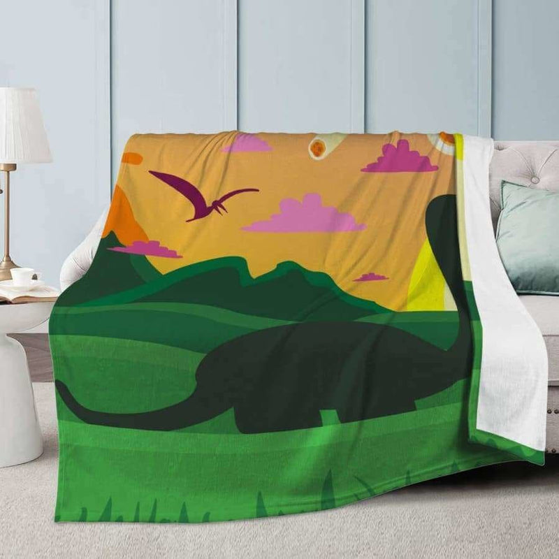 Jurassic Land Dual-sided Stitched Fleece Blanket - S 