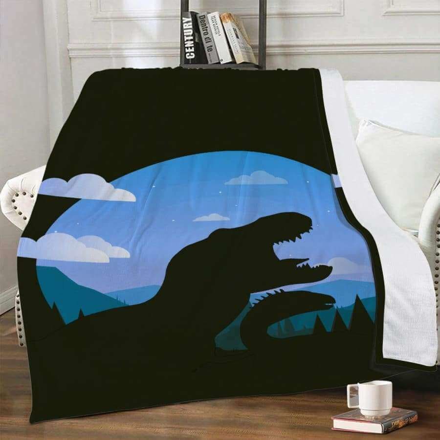 Jurassic Night Dual-sided Stitched Fleece Blanket - S 