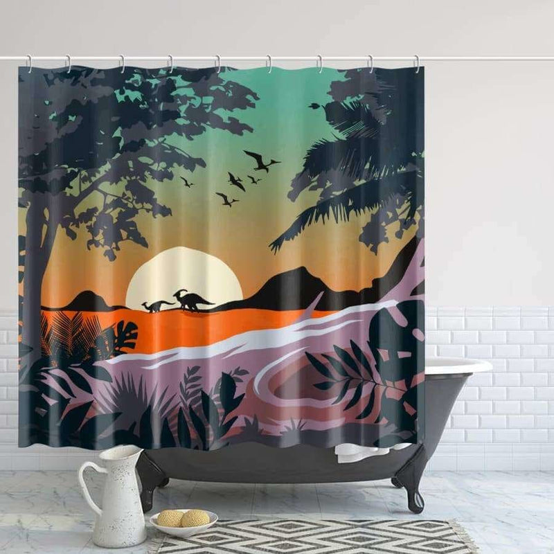 Jurassic Sunset Shower Curtain