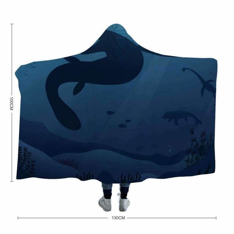 Marine Landscape <br> Dinosaur Hooded Blanket