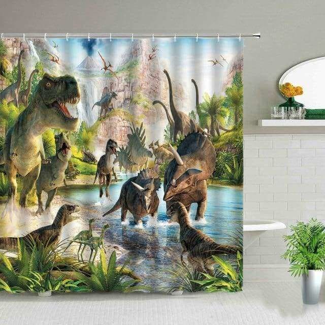 Mesozoic Era Dinosaur Shower Curtain