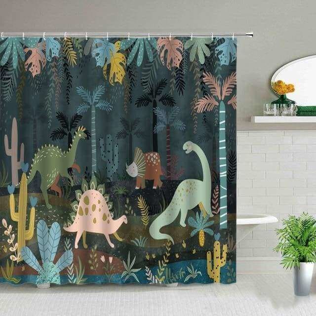 Primitive Time Dinosaur Shower Curtain