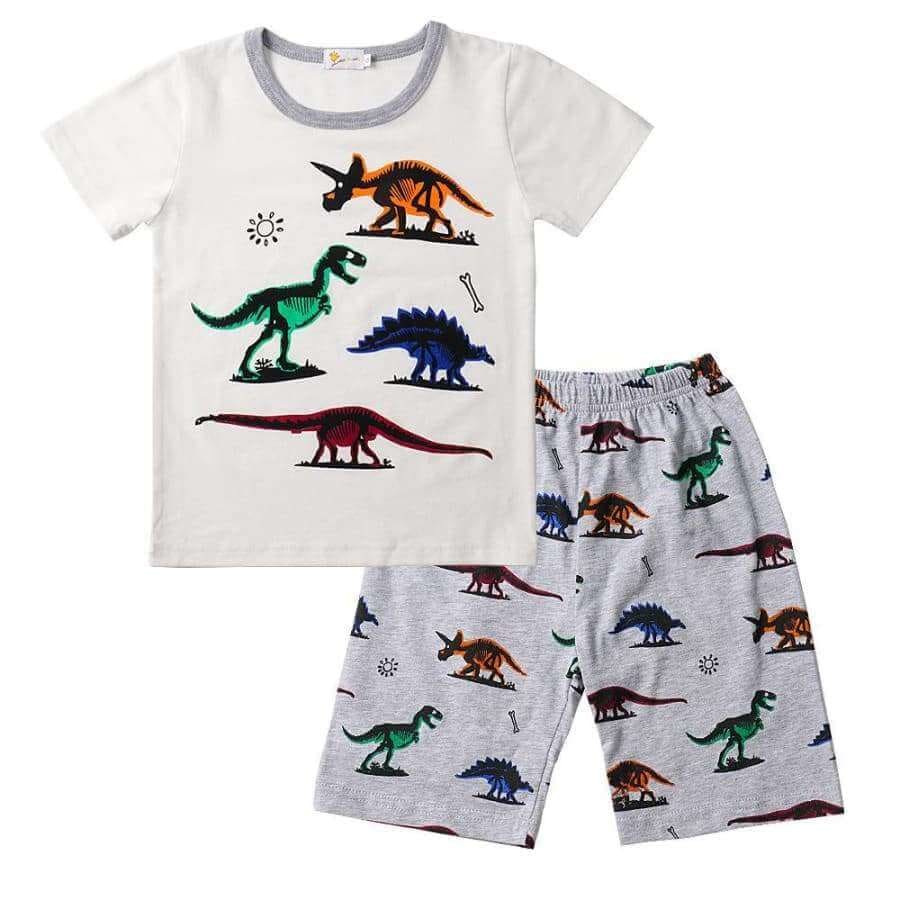 Short-Sleeved Dinosaur Pajamas