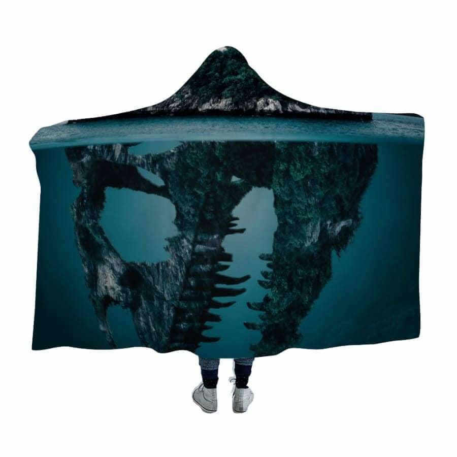 Skull Island Dinosaur Hooded Blanket