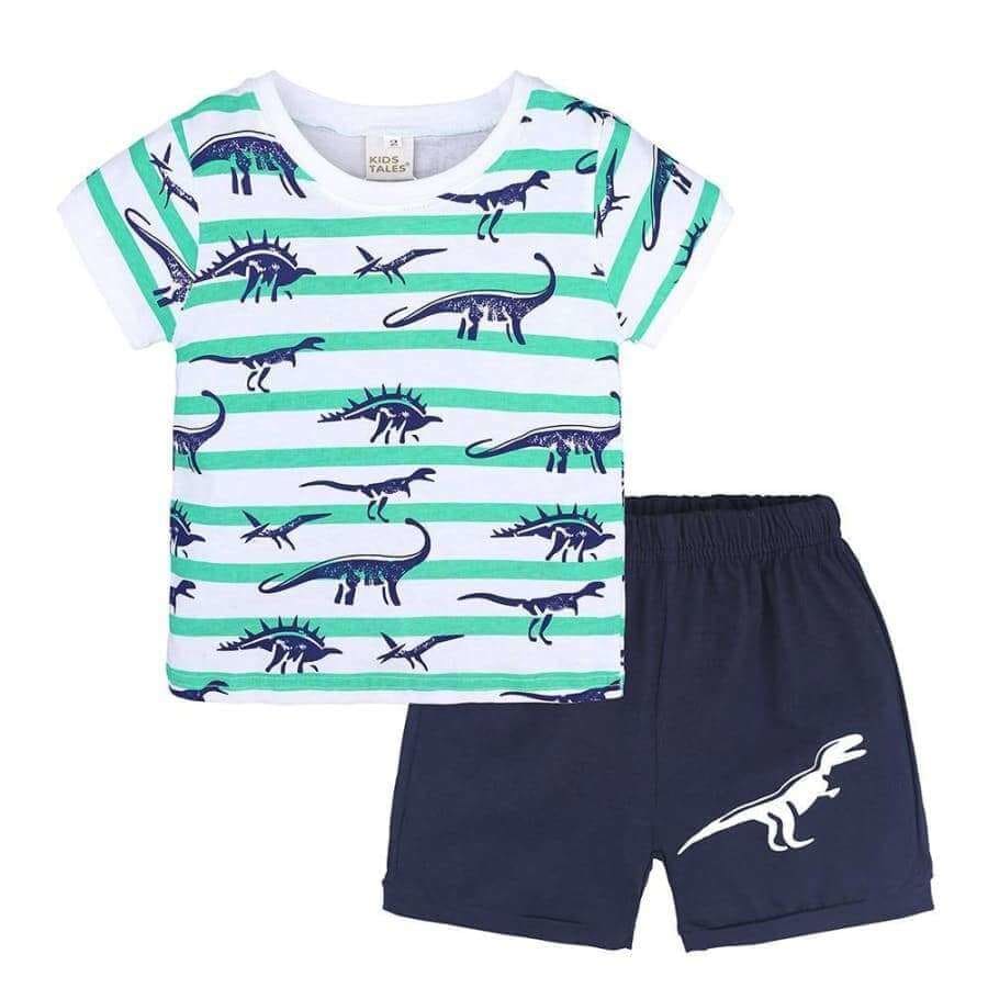 Stripped Dinosaur Pajamas