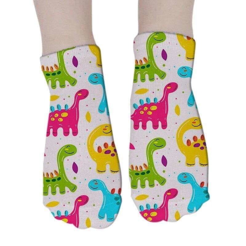 Colorful Dinosaur Short Socks
