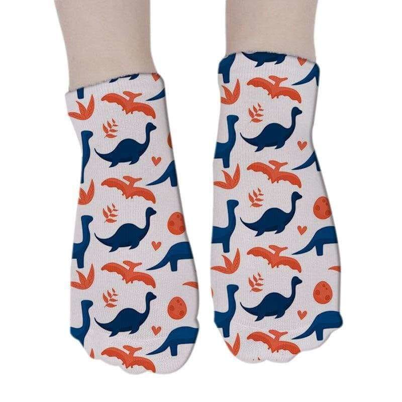 Orange Dinosaur Short Socks