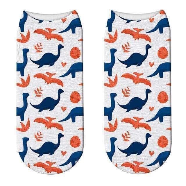 Women's Orange Dinosaur Short Socks