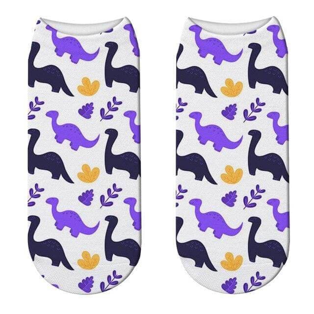 Women's Purple Dinosaur Short Socks