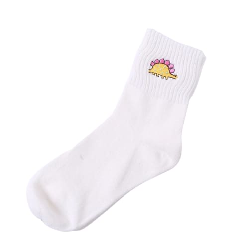 White Stegosaurus Short Socks